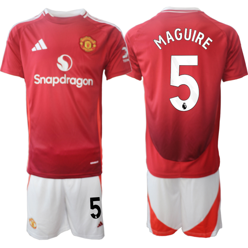 Men 2024-2025 Club Manchester United home Red #5 Soccer Jersey